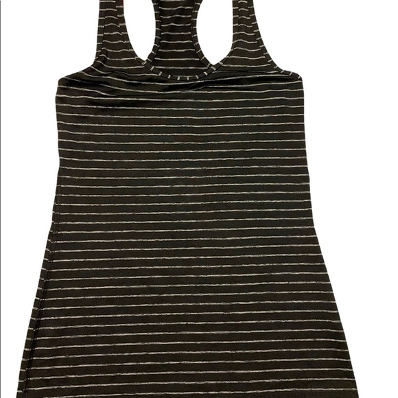 RACERBACK tank top black with heather white horizontal stripe by 90 degree. Sm - Picture 4 of 4